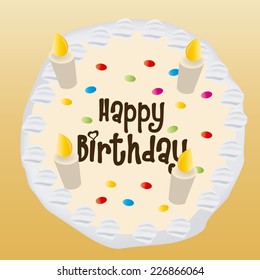 an isolated cake with text and candles for a birthday party