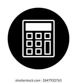 Isolated Calculator Icon in Black Circle for Financial Calculation Representation and Vector Illustration Style with Clean Line Work