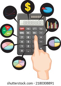 Isolated calculator with icons illustration