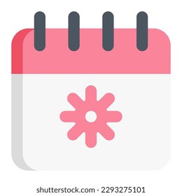 Isolated calendar in flat icon on white background. Spring, season, flower, date, schedule