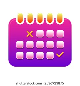 Isolated calendar icon in blue purple and orange color