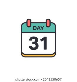 Isolated calendar icon presents the date as the 31st, emphasizing the end of the month, with a teal fill and orange accent, set against a transparent backdrop.