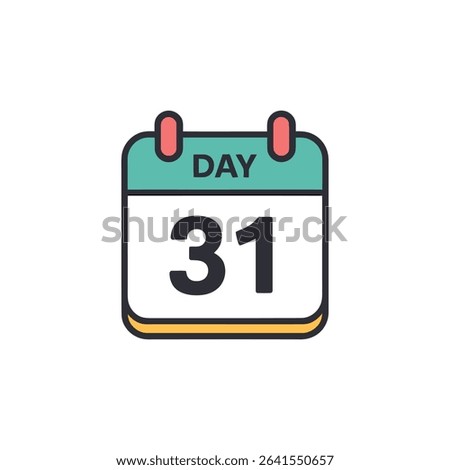 Isolated calendar icon presents the date as the 31st, emphasizing the end of the month, with a teal fill and orange accent, set against a transparent backdrop.