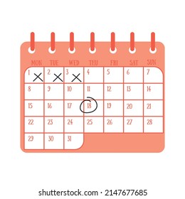 Isolated calendar with notes. Cartoon flat illustration.