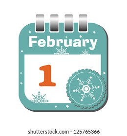 Isolated calendar sheet for the day of February the first
