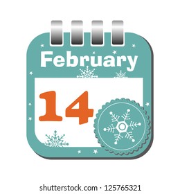 Isolated calendar sheet for the day of fourteen February