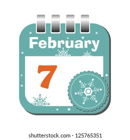 Isolated calendar sheet for the day of seven February