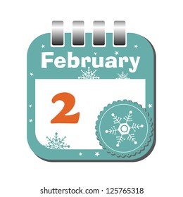 Isolated calendar sheet for the second of February