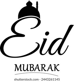 Isolierte Kalligraphie der Eid Mubarak Karte schwarze Farbe, Eid Mubarak Vektor Illustration 