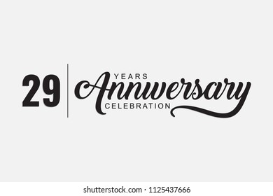 isolated calligraphy of happy 29 years anniversary with black color