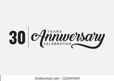 isolated calligraphy of happy 30 years anniversary with black color