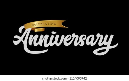 isolated calligraphy of happy anniversary with black color