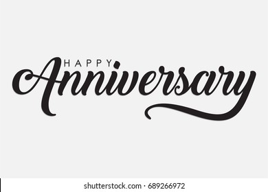 isolated calligraphy of happy anniversary with black color