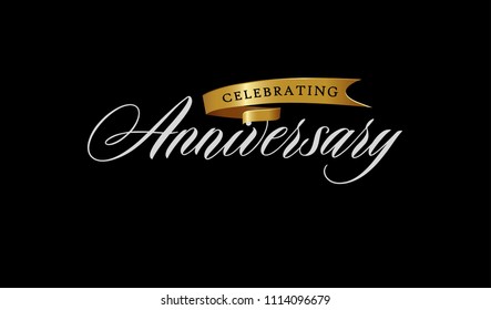 isolated calligraphy of happy anniversary with lettering style