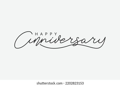 isolated calligraphy of happy anniversary with script font and black color