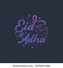 Caligrafía aislada de eid feliz al adha mubarak con cabra