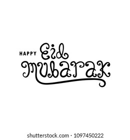isolated calligraphy of happy eid mubarak with black color