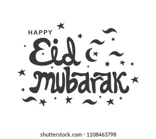 isolated calligraphy of happy eid mubarak with black color