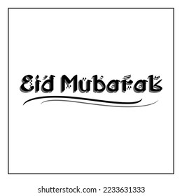 isolated calligraphy of happy eid mubarak with black color