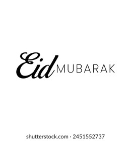 isolated calligraphy of happy eid mubarak with black color.