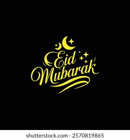 isolated calligraphy of happy eid mubarak with vector template