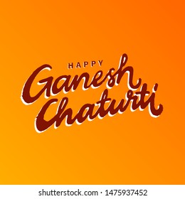 isolated calligraphy of happy ganesh chaturthi with black colorful background