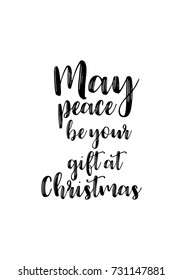 Isolated calligraphy on white background. Quote about winter and Christmas. Keep calm and merry christmas.
