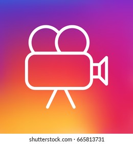 Isolated Camera Outline Symbol On Clean Background. Vector Movie Cam Element In Trendy Style.