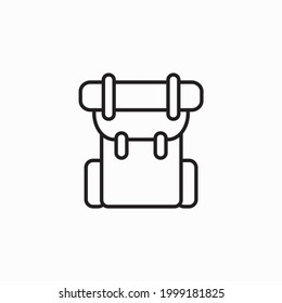 Einziger Camping-Tasche Symbol flaches Design. Tourist Camping Rucksack Outline Vektorsymbol. Trekking Rucksack Symbol Vektor, Touristisches Camping-Symbol, Logo-Abbildung.