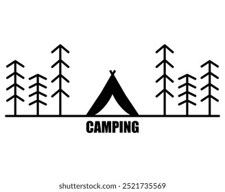 isolated camping logo line art simple minimalist vector illustration template icon graphic design.	
