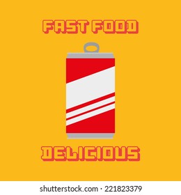 an isolated can of cold drink on a yellow background with text