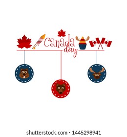 Isolated canada day pendant with different objects - Vector