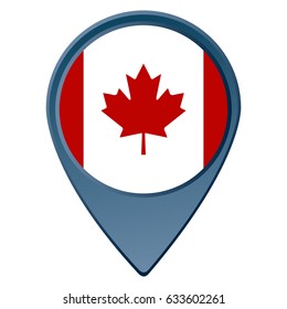 Isolated Canadian flag on a map pin, Vector illustration