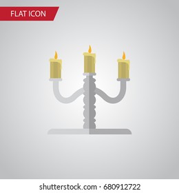 Isolated Candelabrum Flat Icon. Candlestick Vector Element Can Be Used For Candelabrum, Candlestick, Candle Design Concept.