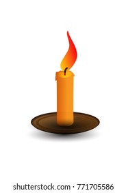 Isolated candle on white background, Vector illustration.