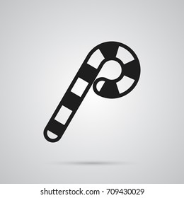 Isolated Candy Cane Icon Symbol On Clean Background. Vector Lollipop Element In Trendy Style.
