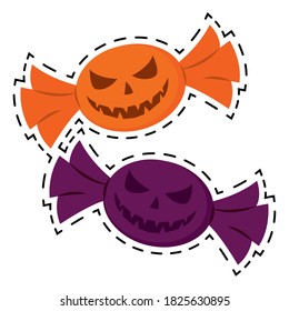 Isolated candy halloween october scary icon sticker- Vector