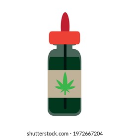 Isolated cannabis natural medicine bottle icon
