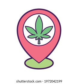 Isolated cannabis pin map natural medicine icon