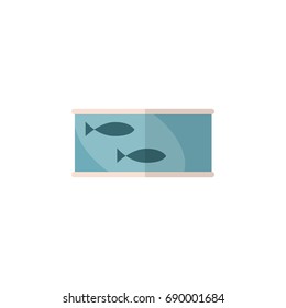 Isolated Canned Fish Flat Icon. Tin Tuna Vector Element Can Be Used For Canned, Fish, Tuna Design Concept.