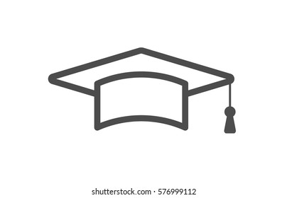 Isolated cap icon on white background. Concept of study, graduation and degree.