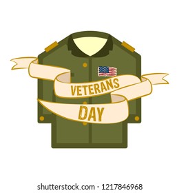 Isolated captain uniform. Veteran day label. Vector illustration design