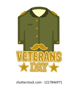 Isolated captain uniform. Veteran day label. V