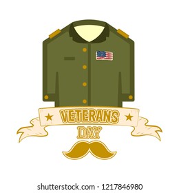 Isolated captain uniform. Veteran day label. Vector illustration design