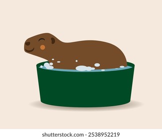 Isolado capivara mãe com filhote, ilustração de stock vetor plana com capivara bonito para o projeto