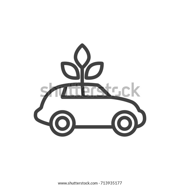 Isolated Car Outline Symbol On Clean\
Background. Vector Ecol Element In Trendy\
Style.