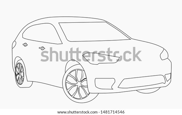 isolated car outline vector illustration in
gray background