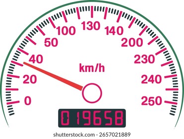 isolated car speedometer on white back