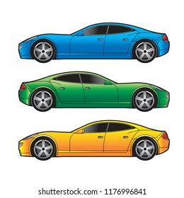 isolated car variation isolated on white background vector drawing