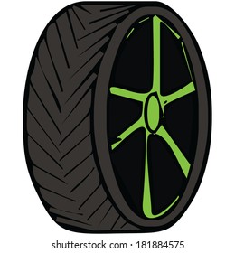 isolated car wheel, tire, vector illustration